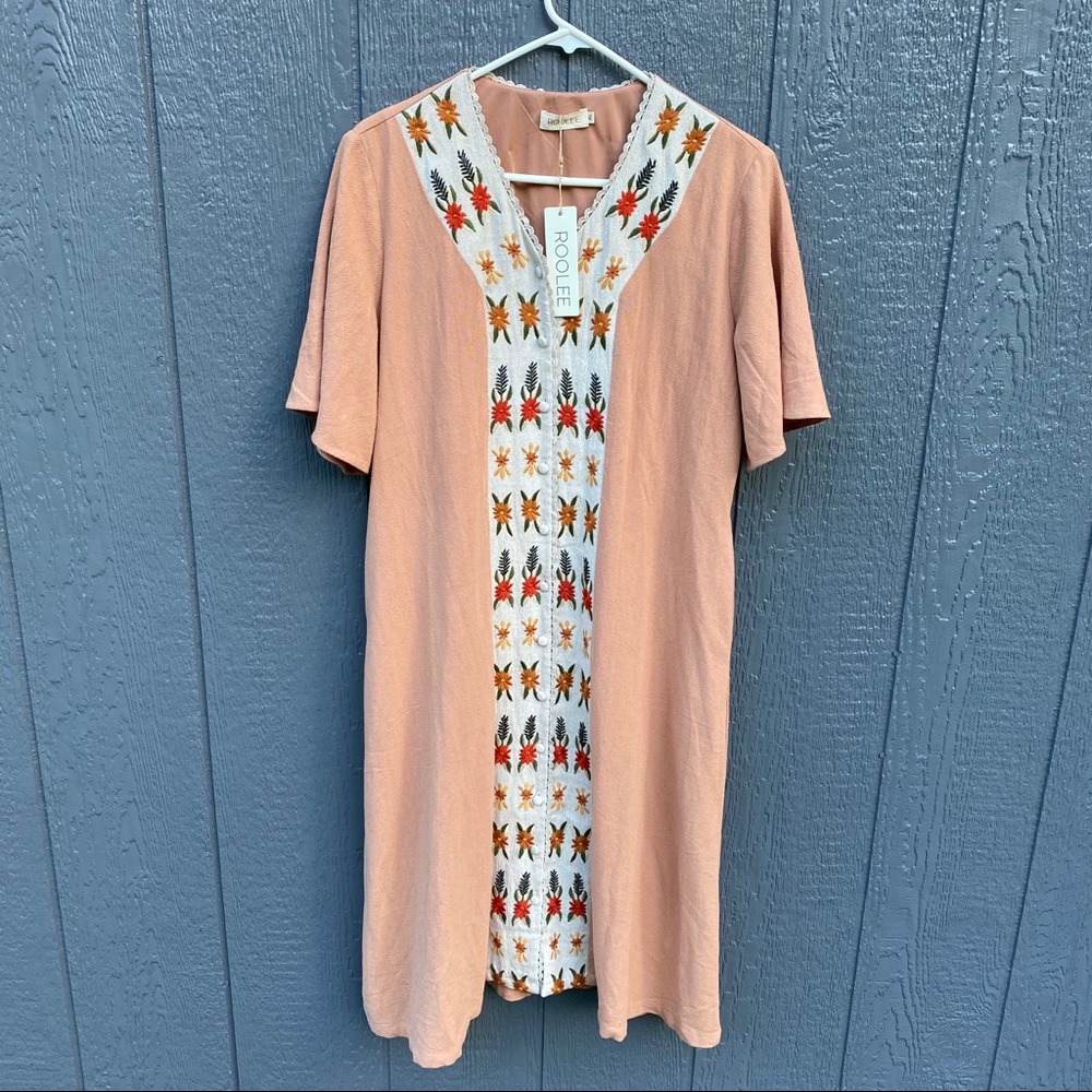 Roolee NWT Embroidered Floral Modest Dress XL